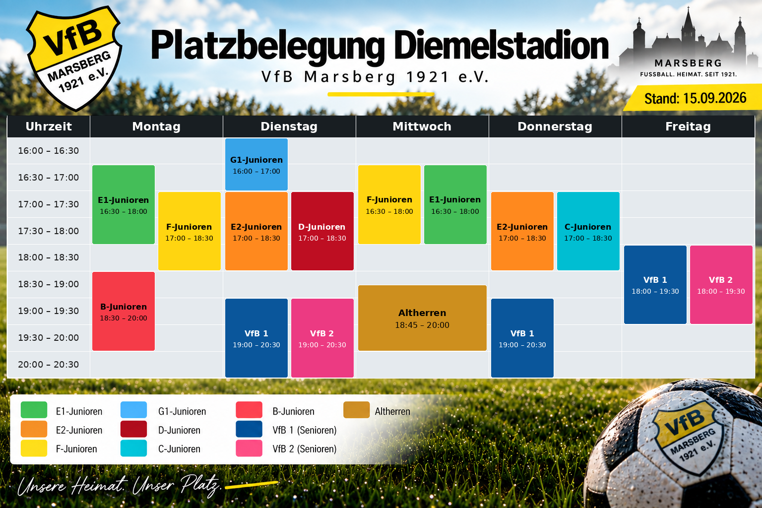 Platzbelegung Diemelstadion – Trainingszeiten VfB Marsberg 1921 e.V.